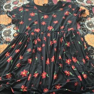 Floral Black and Red Women’s Dress
